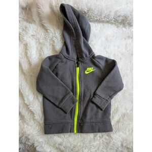 Nike Zip Up Kids Hoodie in Gray and Neon Green Size 18 Months